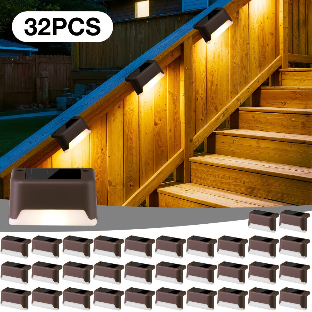 Solar Step Lights IP65 Waterproof – LED Deck Lights for Outdoor Stairs, Fence & Pathway, Auto On/Off Dusk to Dawn, 12-Hour Night Lighting for Garden, Patio, Driveway & Commercial Spaces