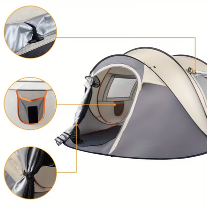 Camping Tent 5-8 Person Automatic Three-Pole Shelter, 110.24 x 82.68 x 47.24 Inches for Outdoor Camp Setup