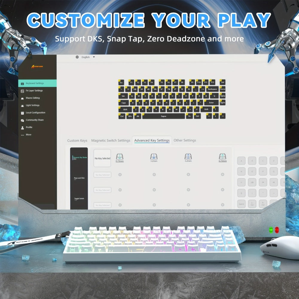 Hall Effect Mechanical Gaming Keyboard Attack Shark R82HE 80%, 0.005mm Rapid Trigger, 8000Hz Polling Rate