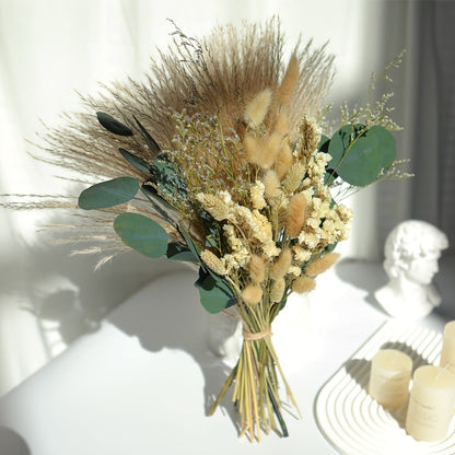 Natural 42-Piece Pampas Grass Bouquet with Eucalyptus and Dried Botanical Stems for Vase Decor