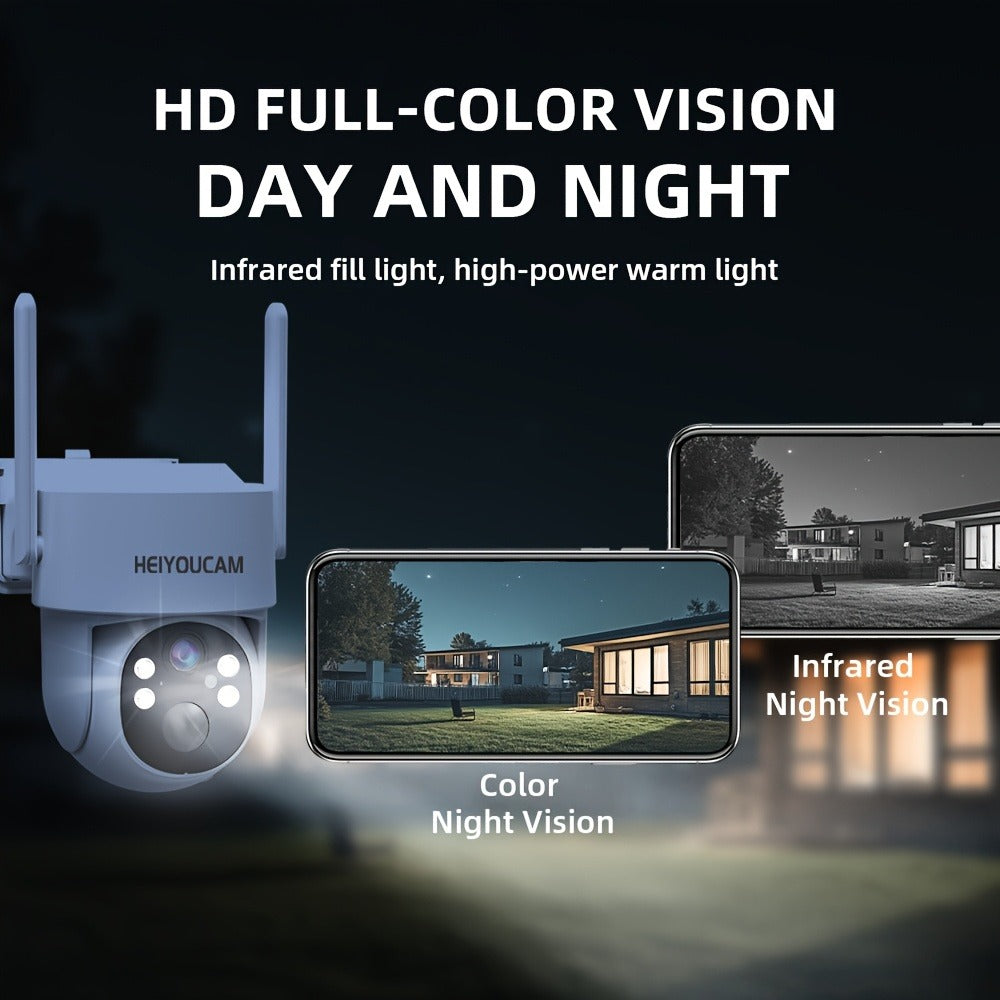 3MP Solar PTZ Outdoor Security Camera with 360-Degree Movement Label and One- or Four-Camera Options