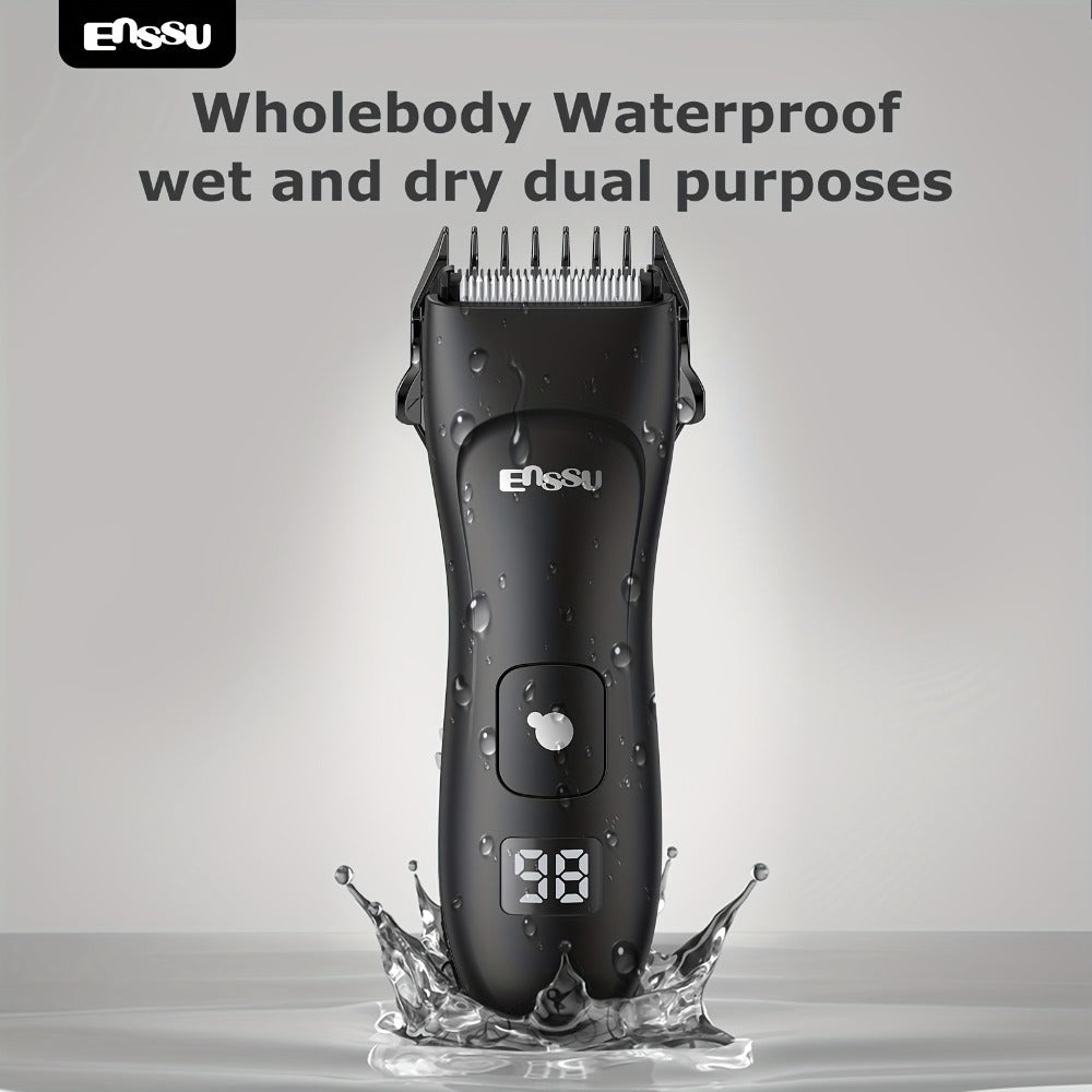 Full Body Groomer for Men IPX7 Waterproof Electric Trimmer Ceramic Blade LCD Display Bikini Private Parts Shaver Replaceable Head Wet Dry Gift