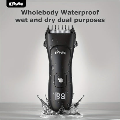 Full Body Groomer for Men IPX7 Waterproof Electric Trimmer Ceramic Blade LCD Display Bikini Private Parts Shaver Replaceable Head Wet Dry Gift