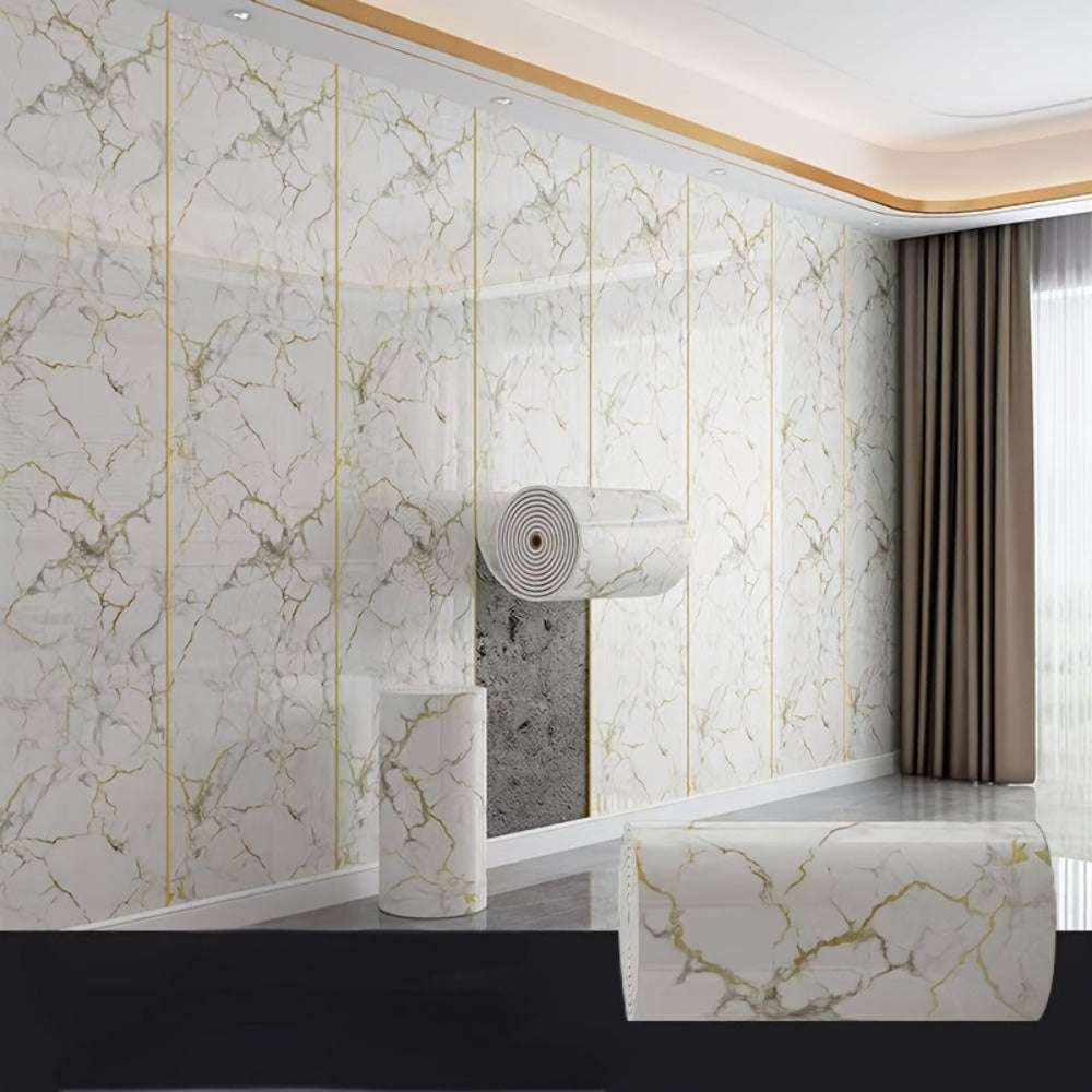 Marble-Look Peel-and-Stick Wall Covering in Four Patterns and Two Roll Lengths, 15.75 Inches Wide