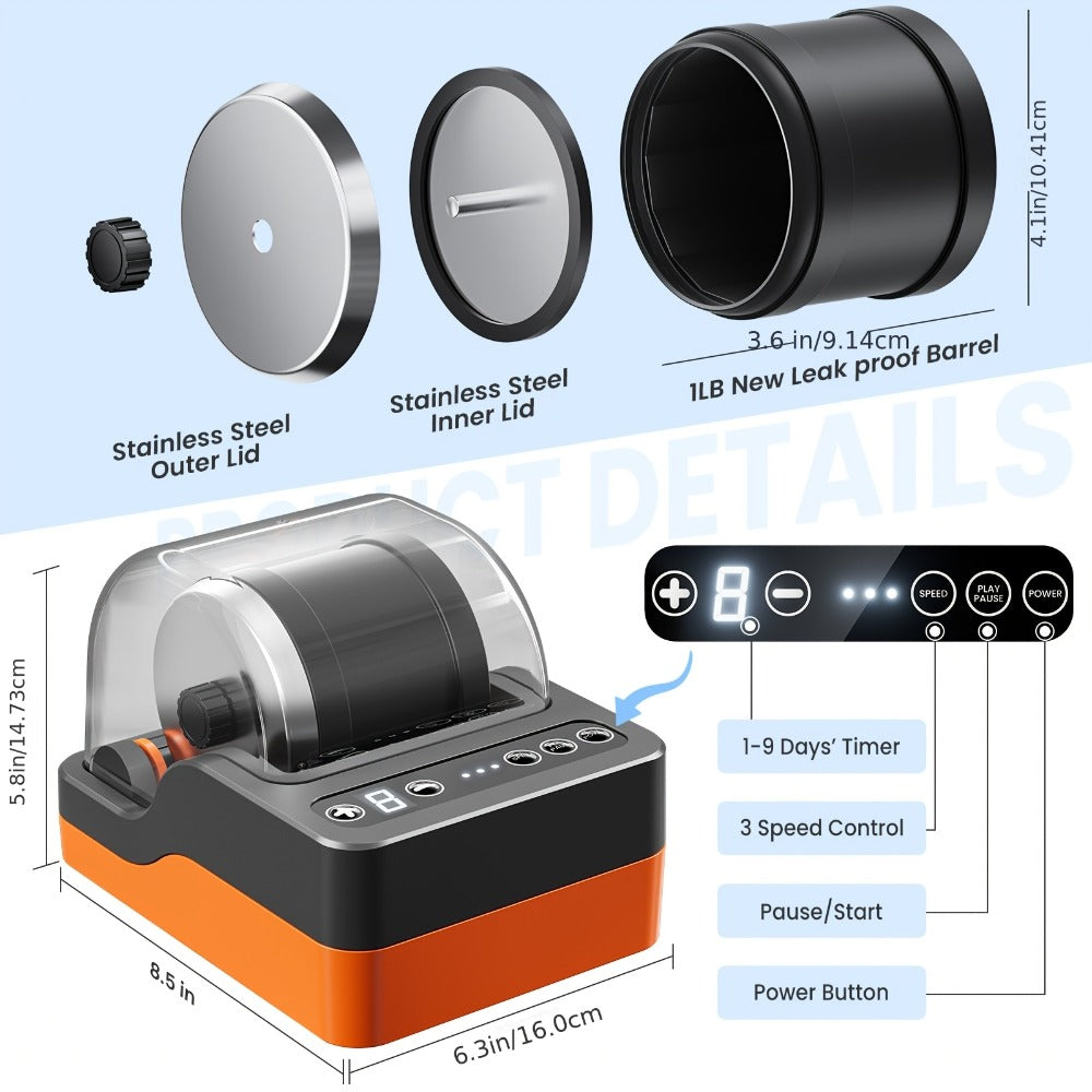 Rock Tumbler Kit for Kids & Adults 3-Speed Motor 9-Day Timer Rock Polisher Machine | Geology STEM Toy for Gem Stone Collectors Boys Girls Ages 8 9 10 11 12 | Birthday Christmas Gift