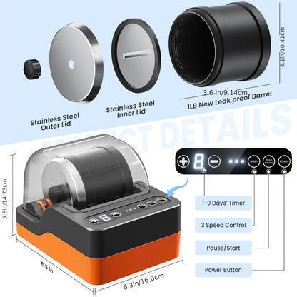 Rock Tumbler Kit for Kids & Adults 3-Speed Motor 9-Day Timer Rock Polisher Machine | Geology STEM Toy for Gem Stone Collectors Boys Girls Ages 8 9 10 11 12 | Birthday Christmas Gift