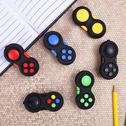 Three-Pack Handheld Fidget Controller Toys with Buttons, Roller and Five Multicolor Checkout Sets