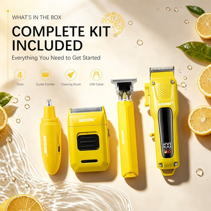 Hair Clippers & Trimmers WEEME Four-Piece Set with Clipper, T-Blade, Foil Shaver, Nose Trimmer and Two Colors