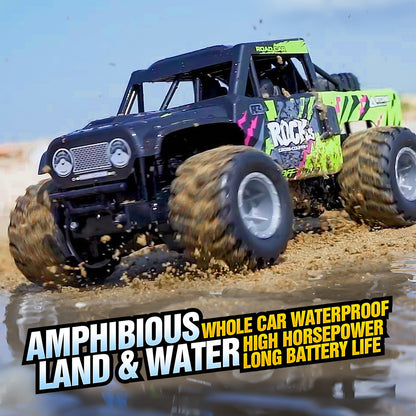 RC Monster Truck or Pickup 1:16 Scale in Five Body and Color Styles with 4WD Layout and Two Rechargeable Batteries