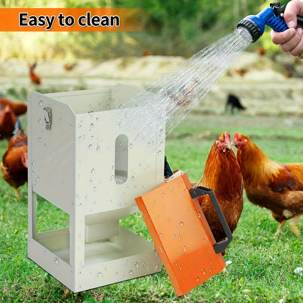 Chicken Feeder Stainless Steel 20 lbs Visible Window Portable Handle with 1 Exact Source Checkout Option
