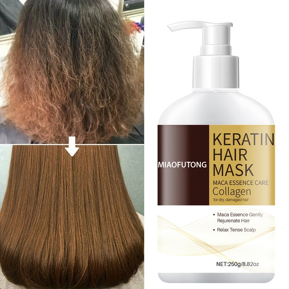 Argan Oil Hair Mask 250g with Castor Oil & Rosemary Oil – Deep Conditioning Collagen Keratin Repair for Dry Damaged Hair, Prevents Split Ends & Breakage, Intense Moisture Restore, All Hair Types