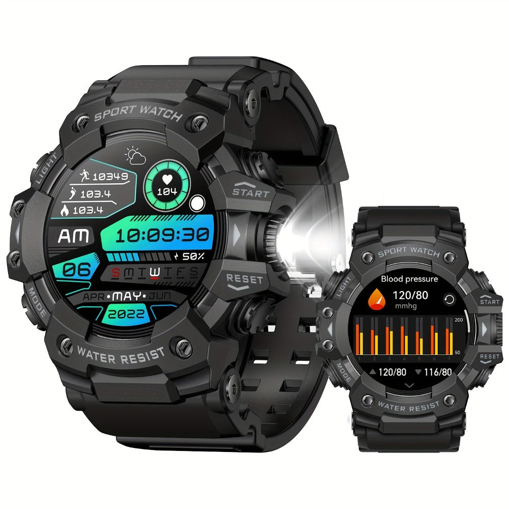 Smartwatch for Men 1.32 Inch Tactical Watch with LED Flashlight, SOS and 100+ Sport Modes in Eleven Colors