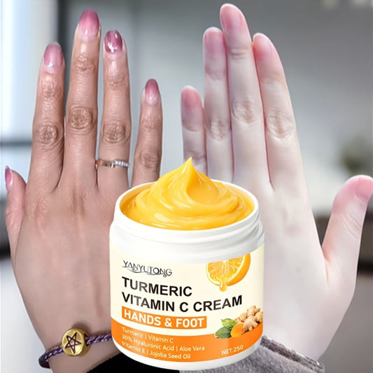 Turmeric Vitamin C Hyaluronic Acid Foot Cream for Dry Cracked Heels Deep Hydration Repair Moisturizer Elbows Rough Skin Gentle Exfoliating Heel Balm 250g