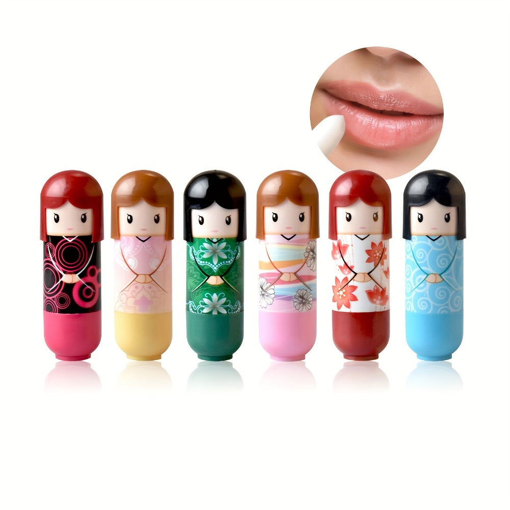 24-Piece Doll-Shaped Lip Balm Display Set in Two Illustrated Set A or Set B Checkout Options