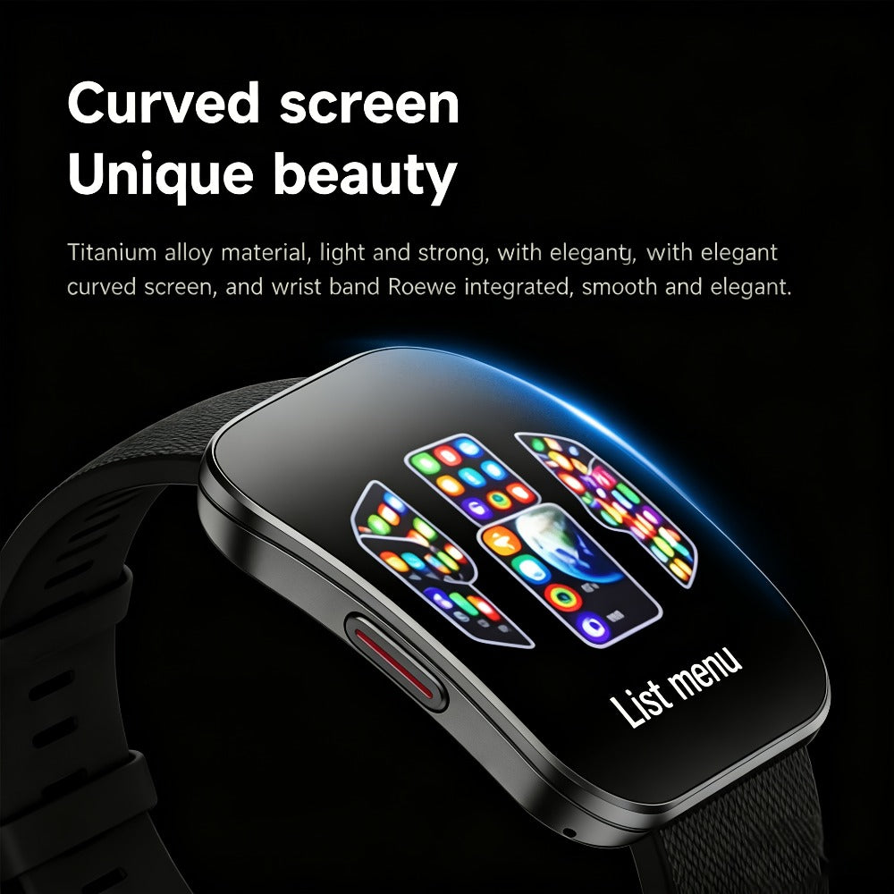 Curved Screen Smartwatch 1.85 Inch Full Touch Calling Messaging Music Camera Control Fitness Tracker Heart Rate Sleep Multiple Sport Modes Android iPhone Compatible Women Men Outdoor Lighting Version Black Pink