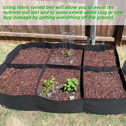 Six-Grid Rectangular Raised Garden Bed Grow Bag with Displayed 48 x 24 x 12-Inch Dimensions