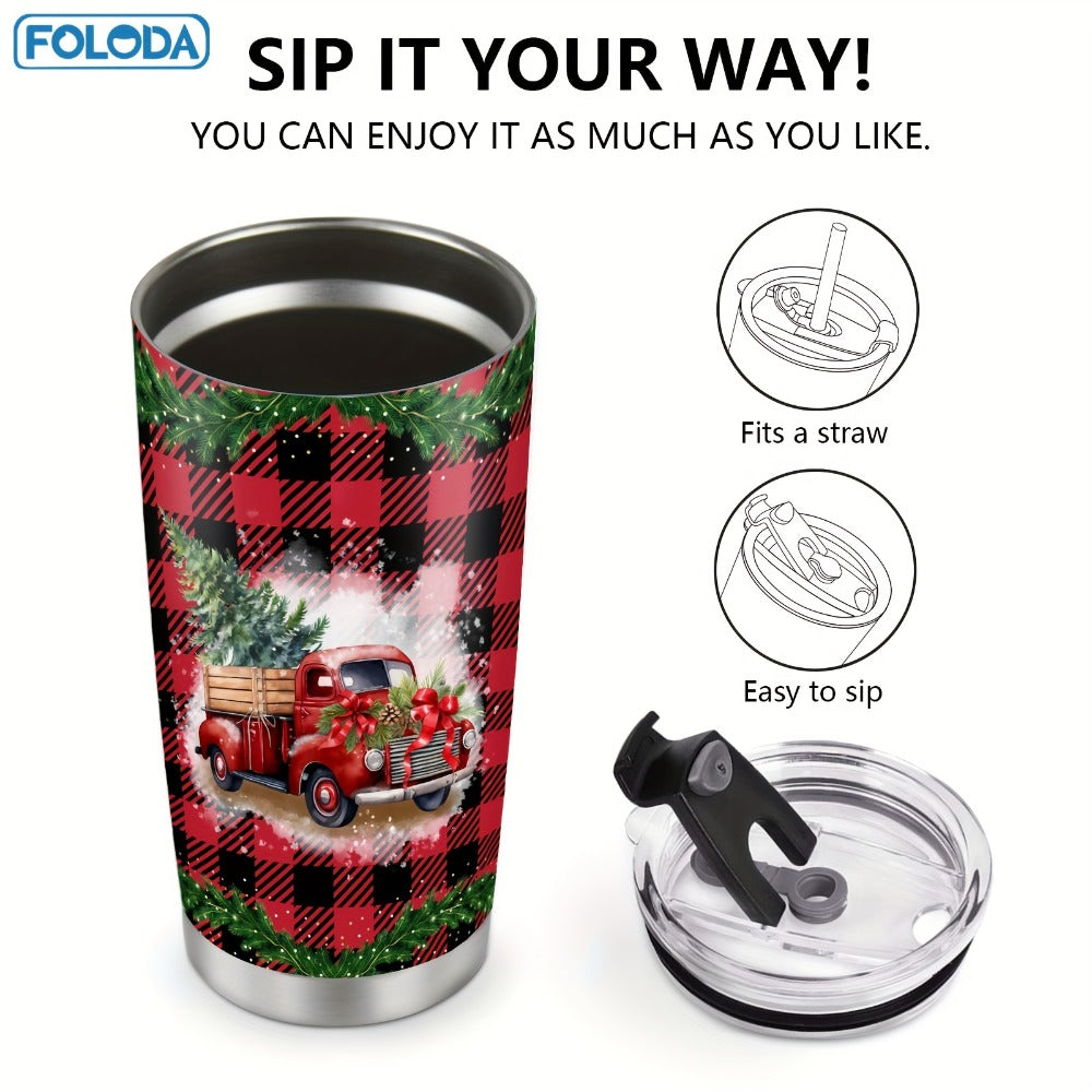 Insulated Tumbler 20oz Christmas Patterns with Stainless Steel, Lid, Straw and Seven Designs