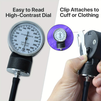 Blood Pressure Monitor Manual Aneroid Set with Upper-Arm Cuff, Stethoscope, Inflation Bulb and Portable Case