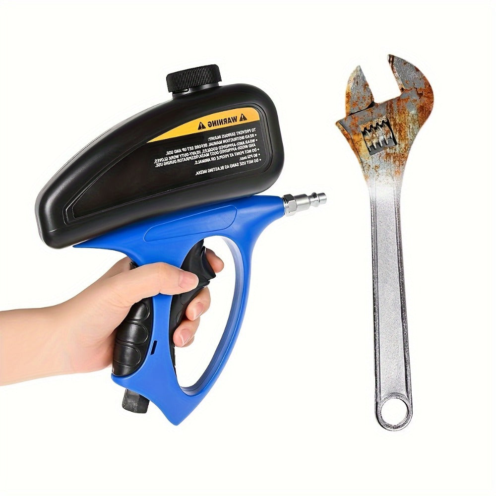 Sandblaster Gun for Air Compressor Pneumatic Abrasive Blasting – 90 PSI Max, 500ml Tank, Small Nozzle, for Metal Rust Removal, Glass Etching, Polishing & Auto Repair – Blue, Red & Yellow