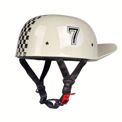 Half Face Motorcycle Helmet Retro Style – Lightweight Classic Half Shell Helmet for Men & Women, Sizes M / L / XL, Styles 7 / CHIBANG / SHIZI / FLH, Crown Racing