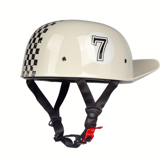 Half Face Motorcycle Helmet Retro Style – Lightweight Classic Half Shell Helmet for Men & Women, Sizes M / L / XL, Styles 7 / CHIBANG / SHIZI / FLH, Crown Racing