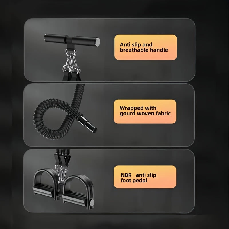Foot-Pedal Resistance Band Puller in Black or Purple with 50, 75 or 100-Pound Checkout Labels
