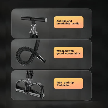 Foot-Pedal Resistance Band Puller in Black or Purple with 50, 75 or 100-Pound Checkout Labels