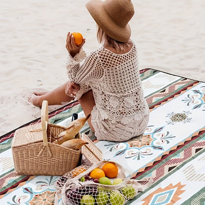 Picnic Blanket Waterproof Camping Mat | Portable Beach Mat PU Coated Oxford Cloth Outdoor Blanket