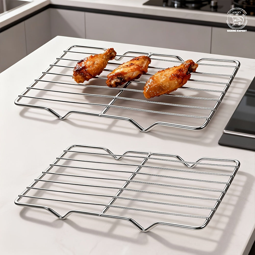 Two-Piece Carbon Steel Cooling Rack Set in Two Sizes for Cookies, Cakes, Roasting and Grilling