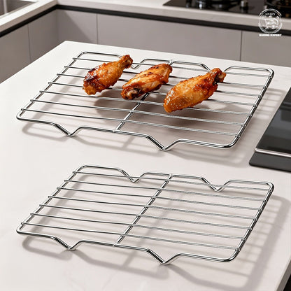 Two-Piece Carbon Steel Cooling Rack Set in Two Sizes for Cookies, Cakes, Roasting and Grilling