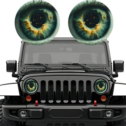 3D Beast Eye Headlight Stickers – Funny Car Headlight Decals for Jeep Round Headlights, Truck Body, Bumper & Window Decoration, Reusable PVC Glossy Stickers (1 or 2 Pairs)