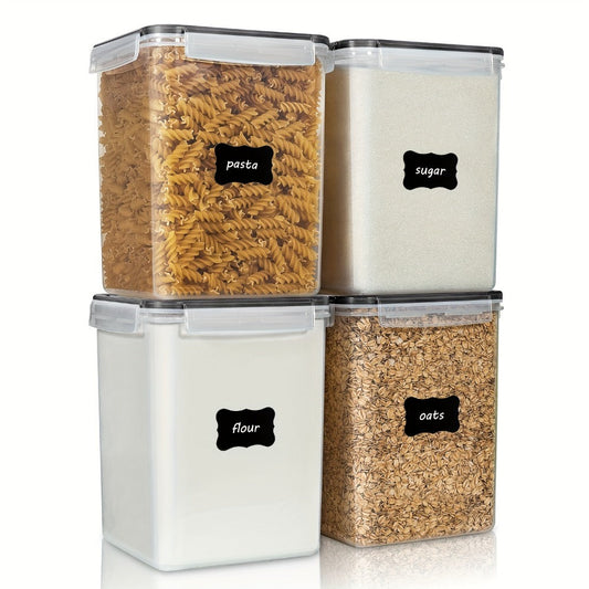 Pantry Canister Food Storage Organizer Four-Pack with 5.2L BPA-Free Containers and Measuring Cups