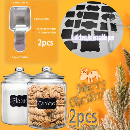 Two-Piece Round Glass Pantry Jar Set with Flip-Top Lids for Cookies, Candy and Pasta Storage
