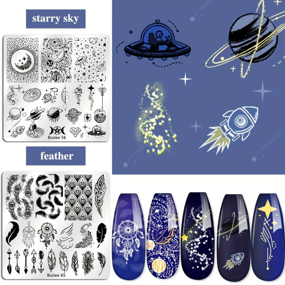 Nail Stamping Plate Kit with Stamper and Scraper in 14-, 15- or 26-Piece Protected Checkout Options