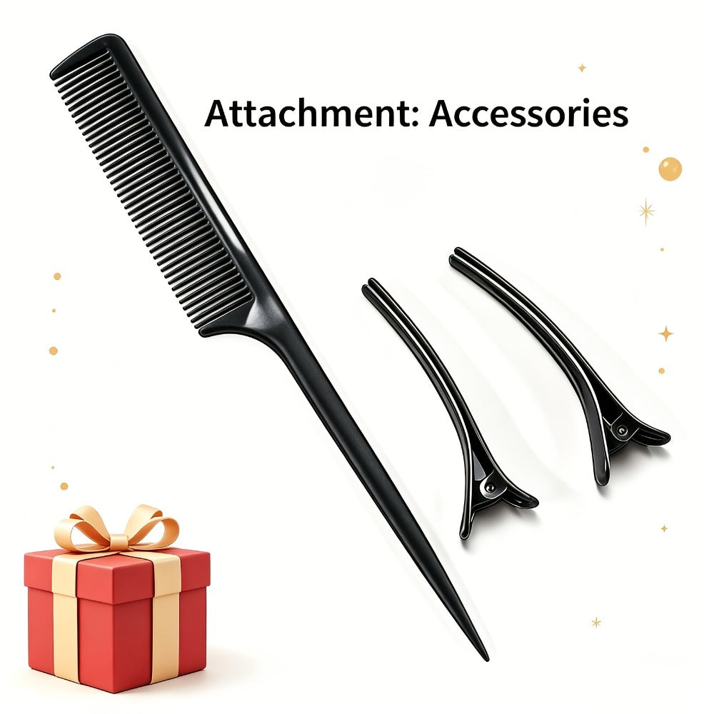 Electric Hot Comb Hair Straightener – 3-in-1 Ceramic Pressing Comb for Natural Hair, Beard & Wigs, Curling & Straightening Iron with Protective Holder, Bonus 2 Clips & 1 Comb, Gift Ready