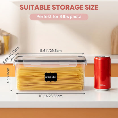 Pantry Storage Containers 4-Pack Airtight with Lids 108oz BPA-Free Plastic Spaghetti Pasta Organizer Gull-Wing Lock Kitchen Pantry Organization Fridge Freezer Safe