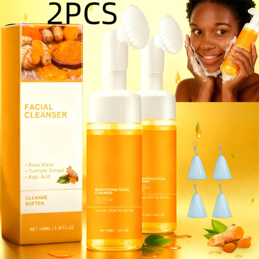 Turmeric Kojic Acid Facial Cleanser 2pcs Set - Deep Cleansing Oil Control Pore Refining Brightening Face Wash for Women Men, Moisturizing Skin Care 3.38oz Travel Size