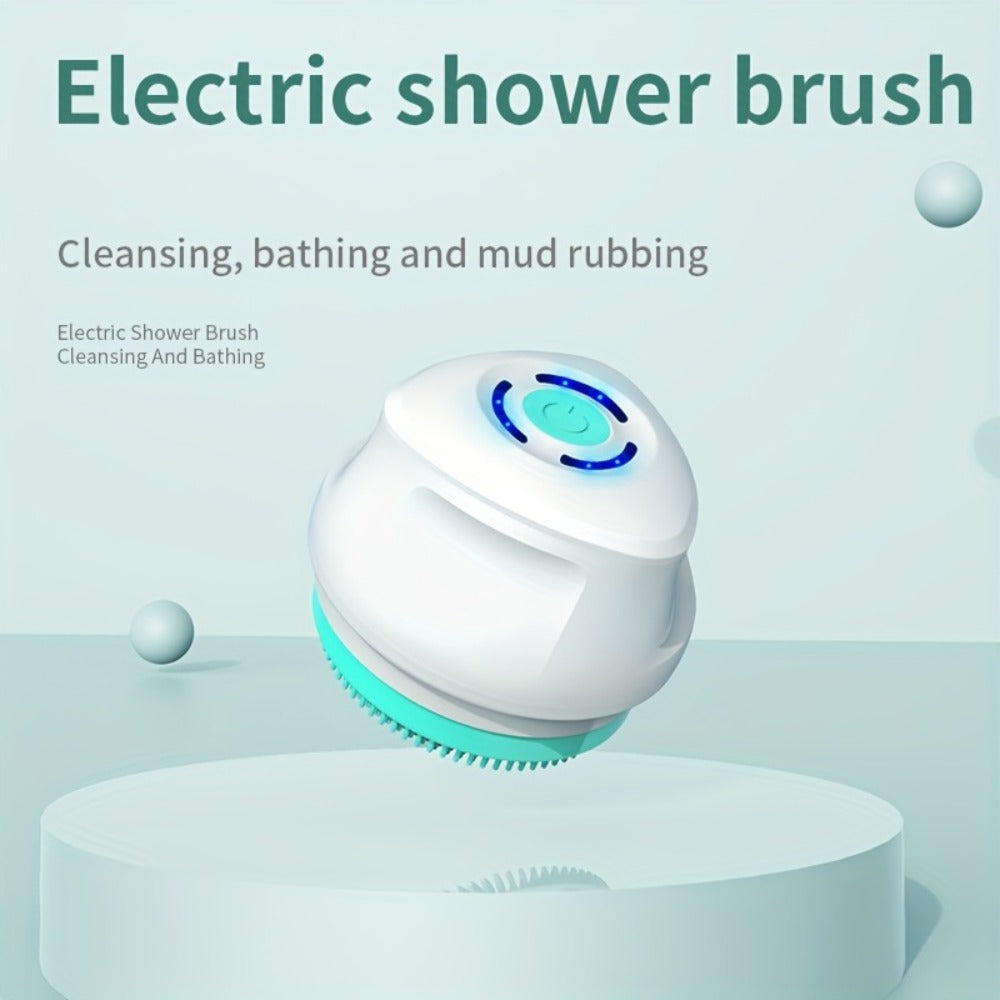 Electric Body Scrubber 6-in-1 Rechargeable Shower Brush - Vibrating Exfoliating Brush with Long Handle, 6 Brush Heads for Deep Cleansing, Back Scrubber, Pore Cleansing, Spa Gift for Women & Men
