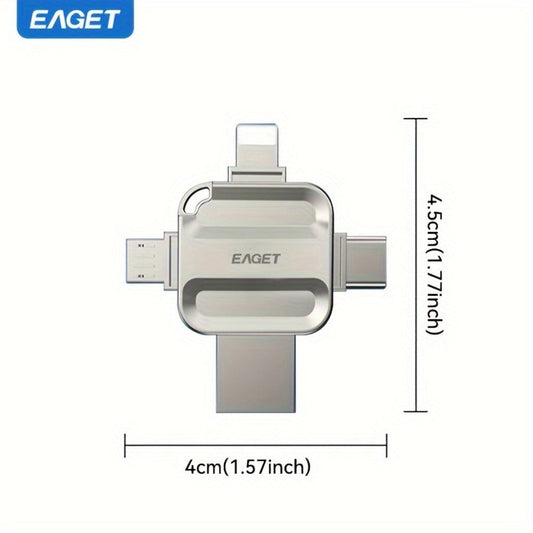 iPhone Flash Drive 4-in-1 USB Stick EAGET I50 Lightning USB-C Micro USB USB 3.0 Photo Stick for iPhone iPad Android PC Mac – 32GB 64GB 128GB 256GB Storage Expansion Memory Stick
