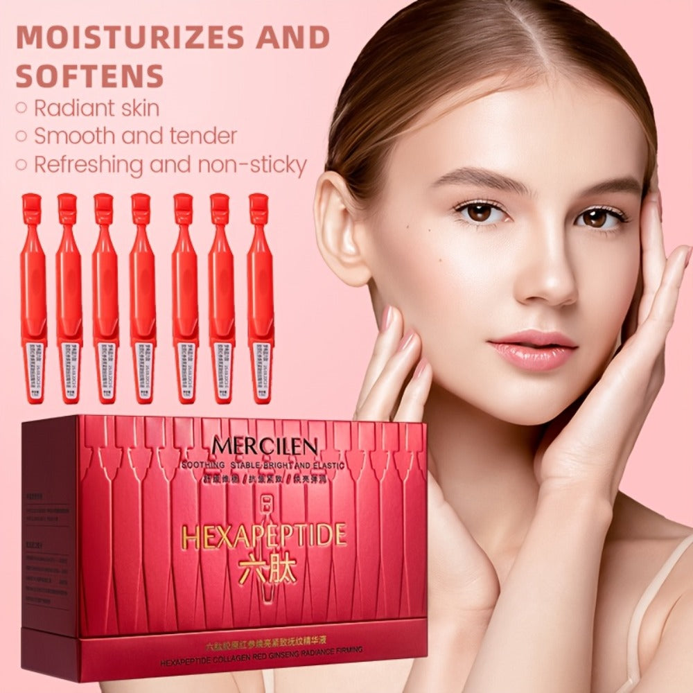 Face Serum Mercilen Red Ginseng 6-Peptide Collagen Ampoule Box with 30 Individually Packed Portions