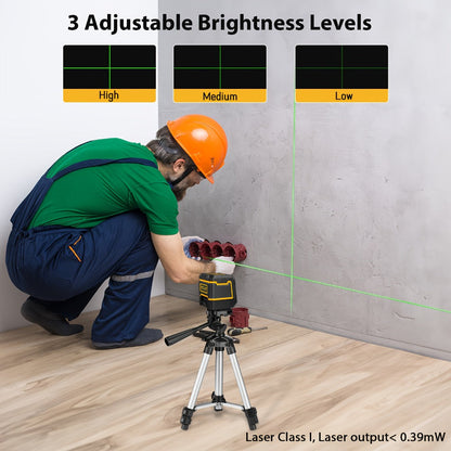 Yellow-and-Black Cross-Line Laser Level Set with Silver Tripod and Single Style Checkout Pictured