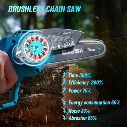 Blue 6-Inch Cordless Pole Saw with 2.0Ah Battery Label, 4.6–10 Foot Extension and Two Package Options