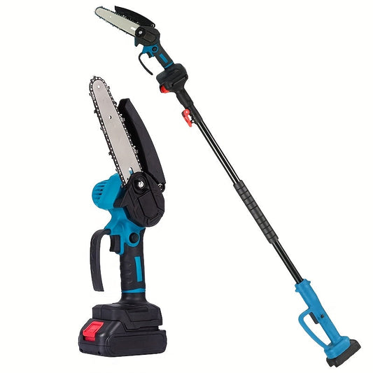 Pole Saw Set with Electric Chainsaw – 6-Inch Cordless Pruner, Long-Handle Scissor Kit, Safety Lock for Tree Pruning & Landscaping