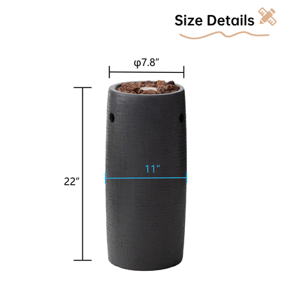 Propane Fire Pit Portable 11 Inch Outdoor 15000 BTU Self-Lighting Heavy Duty Metal Concrete All-Weather Round Patio Heater with Rain Cover for Backyard Camping Pool Party