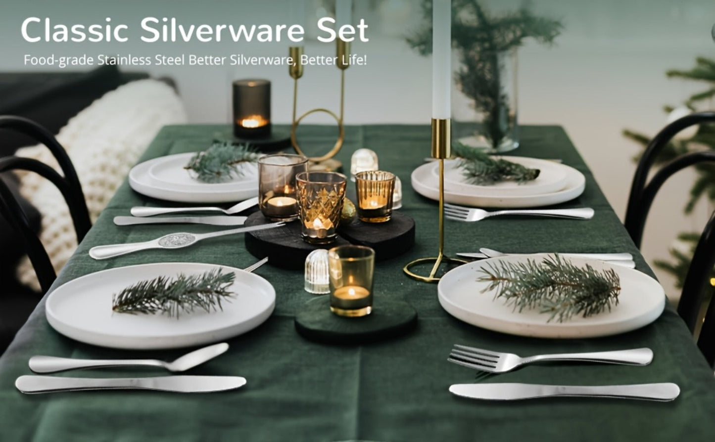 Large Flatware Set with 60-, 65- or 84-Piece Silver, Gold or Black Options and Chopstick Configurations