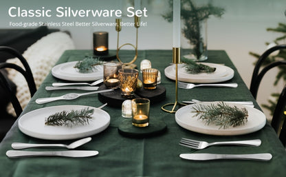 Large Flatware Set with 60-, 65- or 84-Piece Silver, Gold or Black Options and Chopstick Configurations