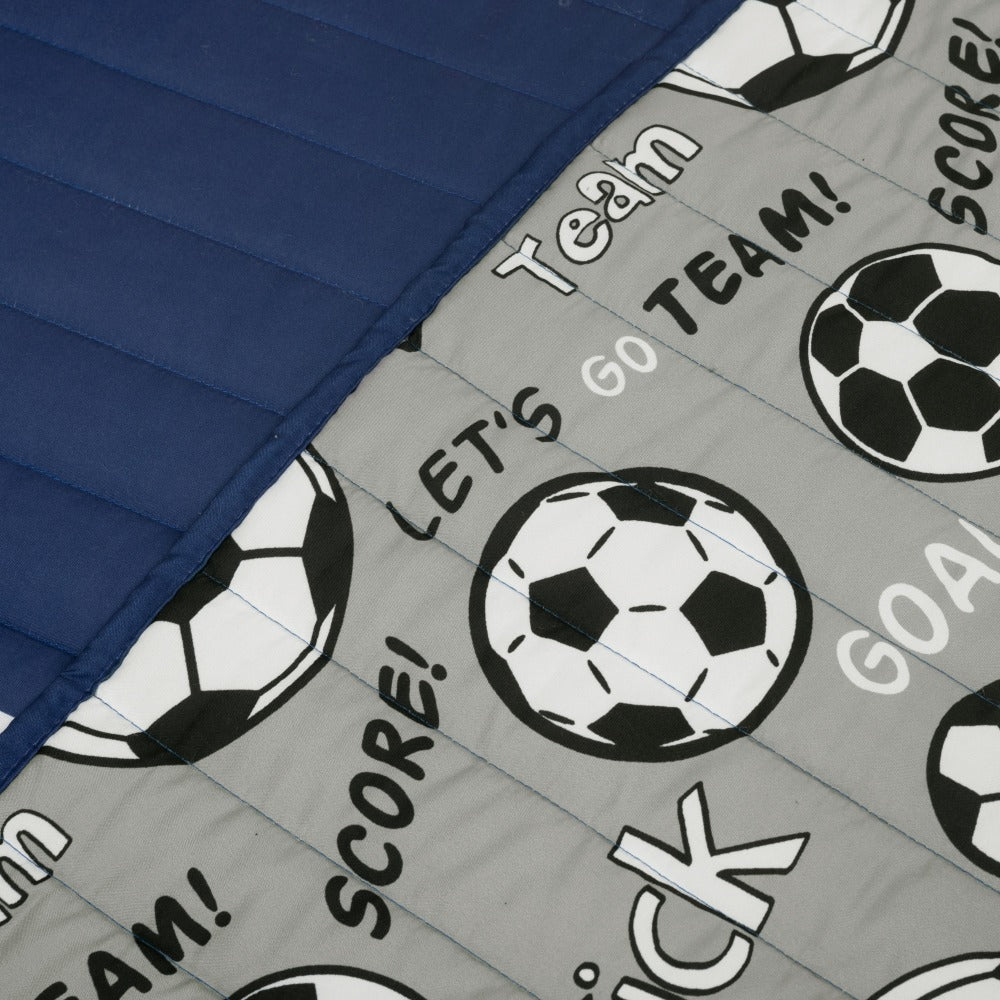 Soccer-Pattern Quilt Bedding Set in White or Navy with Twin and Full/Queen Checkout Size Options
