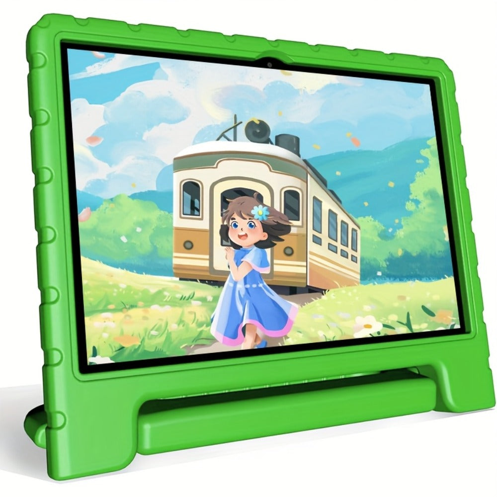 Kids Tablet 10.1 Inch Android 14 8GB RAM 64GB Storage 6000mAh Battery WiFi Dual Camera 1280x800 Parental Controls Google Kids Space Drop Protection Educational Blue Pink Purple Green