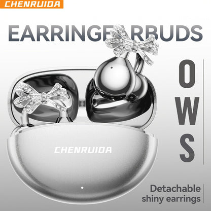 Butterfly Earring Wireless Earphones Open-Ear AI Translation HD Calls Touch Control for Bedside Audio, Alarms and Room Entertainment