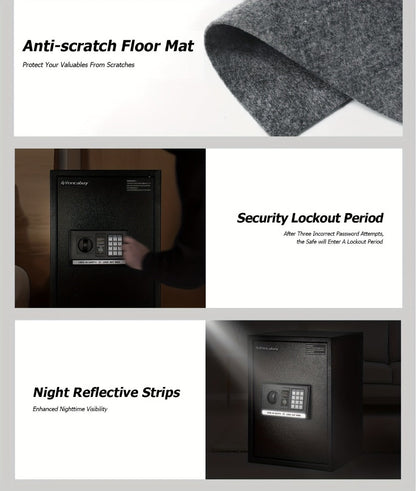 Home Security Safe Box with Sensor Light & Fireproof Bag – Digital Keypad Lock Box with Backup Keys for Cash, Jewelry & Valuables – Wall, Floor & Closet Mountable Safe (Multiple Sizes & Colors)